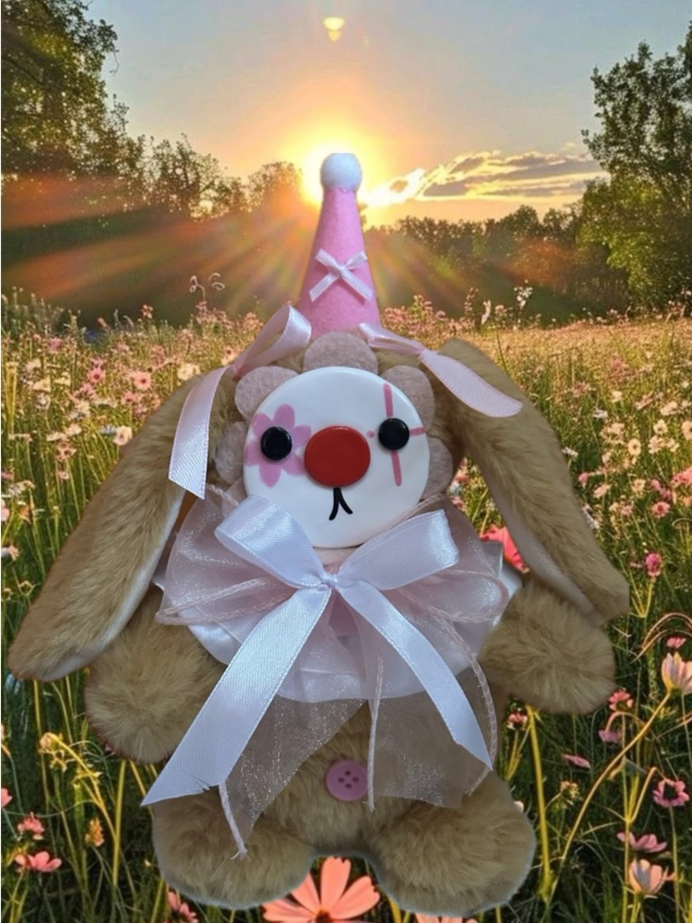 Pink Party Bunny Plush with Ribbon Hat